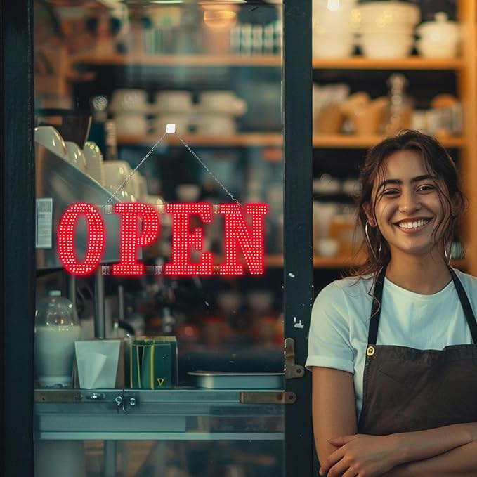 41" x15" Large LED Open Signs for Business Super Bright Unique Design Red Open Sign with Hanging Installation for Window Stores Bar Hotel Retail Shops Salon Restaurant Office