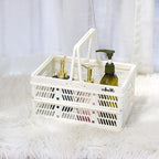 crates for storage,plastic baskets for organizing,collapsible shopping basket,foldable crate with Handles,collapsible storage crate,car basket,for Kitchen,Bathroom,Medicine (White, S)