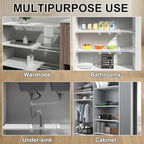 Gerrii 4 Pcs Closet Tension Shelf Rod Expandable Shelf Locker Organizer Adjustable Metal Storage Rack Scalable Layered Divider Separator for Cabinet Wardrobe Kitchen Bathroom (10.83''-17.91'')