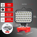Cordless LED Work Light for Milwaukee 18v Battery,80W Portable Flood Light with USB and Type C Charger Ports for Camping Emergency Workshop(No Battery)