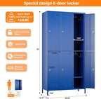 Aobabo Metal Locker for Employees, 6 Doors Metal Locker Cabinet with Lock, Industrial Storage with 18 Hooks, Storage for Office, Gym, Dormitory, Assembly Required, Blue