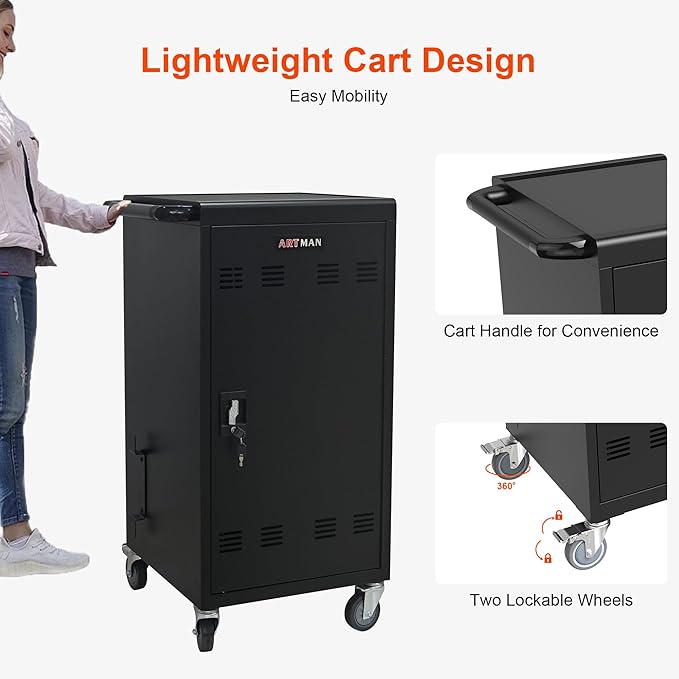Laptop Charging Cart,45 Devices Tablet Storage Carts for pad Up to 16.3" Screen Size, Classroom Computer Mobile Charging Station for Pads, Chromebooks,Laptops, Security Storage(45 Bay-Black)