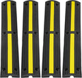 VEVOR 3.28 ft Cable Protector Ramp, 4 Pack of 1 Channel, 18000 lbs/axle Capacity Heavy Duty Rubber Speed Bumps, Floor Cord Cable Protector Wire Cover, for Residential Areas, Private Garages, Gardens