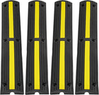 VEVOR 3.28 ft Cable Protector Ramp, 4 Pack of 1 Channel, 18000 lbs/axle Capacity Heavy Duty Rubber Speed Bumps, Floor Cord Cable Protector Wire Cover, for Residential Areas, Private Garages, Gardens