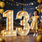 Marquee Numbers 3 Feet Tall Large Light Up Numbers 13th 13 Year Old Thirteen Birthday Decorations Big Yellow Light Outdoor Anniversary Decorations Balloon Arch Kit Party Backdrop 13