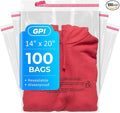 14" x 20" Self Seal Resealable Poly Bags - Case of 100, Peel & Seal Reclosable Polybags with suffoaction Warning and Adhesive Strip for Packaging & Shipping Clothes, Shirts & More - GPI
