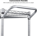 WDT 990Lbs Capacity Heavy Duty Rolling Utility Cart, NSF Rolling Carts with Wheels,Commercial Grade Metal Cart with Handle Bar & Shelf Liner,Trolley Serving Cart for Restaurant,Kitchen,Gray