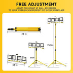 TOPRATED Plug In Led Work Light with Stand,28000 Lumen 110V 4 Adjustable Head Outdoor Flood Lights,Foldable Mechanic Light with 16.5Ft Power Cord,Portable Waterproof Tripod with Lamp for Workbench