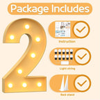 Marquee Numbers 3 Feet Tall Large Light Up Numbers 2nd 12th 21st Two Fast Birthday Decorations Big Yellow Light Outdoor Anniversary Decorations Balloon Arch Kit Party Backdrop 2