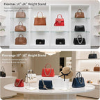 2Pcs Purse Display Stands, Height Adjustable10"-16"+14"-24", Acrylic Handbag Stands for Display, Clear Holder for Purse Evening Bag Clutch, Bag Table Rack, Purses Hanging Organizer for Closet Retail Vendor