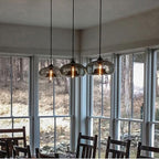 Industrial Pendant Light Shade of Onion Vintage Chandelier E26 Pendant Lighting for Kitchen Island Colorful Glass Cage (Grey)