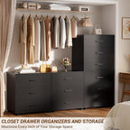 Aheaplus Closet Drawers Set of 2, Wood Closet Organizers and Storage with 3 Drawers, Closet Drawers Organizer System, Nightstands Bedside End Table with 3 Drawers Storage for Bedroom, Black
