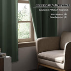 KGORGE Short Curtains 45 inch Length, Privacy Thermal Insulated Curtains Noise Reducing Window Drapes for Bedroom Kitchen, Back Tab Rod Pocket, W52 x L45 inches, Dark Green, 2 Panels