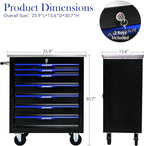 7 Drawer Rolling Tool Chest with Locker, 25.9" D Metal Movable Lockable Tool Cart Box Multi-Functional Hardware Storage Cabinet Box for Warehouse Basement Home Pantry Garage