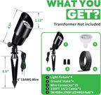 LED Outdoor Spotlight Kit, with 4 Pack Black Low Voltage Landscape Light and 100FT Cable and 20 Wire Connectors, Waterproof Aluminum Light for Patio Yard House, Without Transformer
