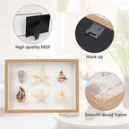 liomey Shell Ornament Christmas Decor 11.69" x 8.27" Coastal Wall Art Wooden Frame with Natural Conch Shells, Nautical Beach Home Decor, Ocean Themed Display for Living Room, Bedroom, Office(Two Large Starfish)