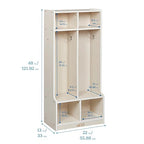ECR4Kids 2-Section Coat Locker with Bench, Classroom Furniture, White Wash