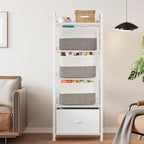 Shelf Woven Storage Basket, 15 x 10 x 9” Closet Rope Baskets For Organizing, Square Bins with Handles, White+Dark brown