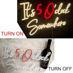 It's 5 O'Clock Somewhere Neon Bar Sign, Dimmable USB LED Neon Light for Home Bar Decor, Man Cave, Pub Party -Gift for Husband, Father, Birthday & Christmas