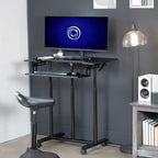 VIVO Mobile Height Adjustable Table, Stand Up Desk Cart with Sliding Keyboard Tray, Computer Workstation, Rolling Presentation Cart, Black, CART-V06A