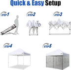 Eurmax USA 10'x10' Pop-up Canopy Tent Commercial Instant Canopies with 4 Removable Zipper End Food Service Wall kit and Roller Bag, Bonus 4 SandBags(Blue)