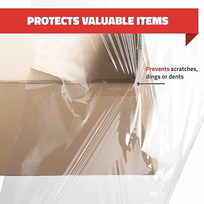Stretch Wrap with Handle Industrial Strength 4 Pack 11" x 1000 Ft 60 Gauge Thick (15 Micron) Shrink Wrap Roll for Moving Supplies, Furniture, Pallets, Plastic Wrap for Packing, Heavy Duty Stretch Film