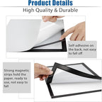 Magnetic Sign Holder, 8.5 x 11 Wall Mount Self Adhesive Document Display Frames, Double Sided Display for Glass Window (Black, 2pack)