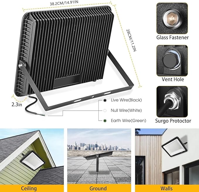 2 Pack 240W LED Flood Lights,100-277V IP65 Waterproof 5000K Daylight 1700 watt Equivalent 36500LM Super Bright Outdoor LED Arena Lights Commercial Lighting for Stadium,Backyard, Parking lot etc