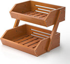 G.a HOMEFAVOR Fruit Basket for Kitchen, 2-Tier Fruit Bowl for Kitchen Counter, Vegetable Storage Stand for Fruit Shop, 15 mm Thickness, Brown