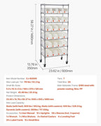 VEVOR 7-Tier Rolling Bin Storage Rack, 24 Small Bins, Bin Rack Storage Steel Wire Shelving System with Wheels, Mobile Tool Organizer for Garage, Warehouse, Office, Restaurant, Classroom, Kitchen