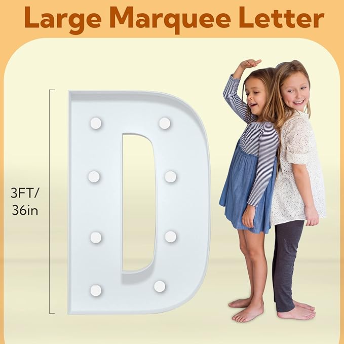 imprsv 3FT Marquee Letters, Mosaic Light Up Letters for Birthday Baby Shower Wedding Engagement Party Backdrop Decor, Large Marquee D for Party Decorations