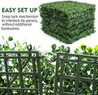 12PCS 20"x20" Artificial Boxwood Panels Topiary Hedge Plant UV Protected Faux Grass Wall Greenery Mats for Outdoor Garden Fence Backyard and Indoor Home Wedding Decoration, Dark Green