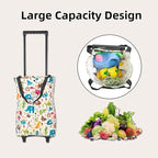 Portable Shopping cart Foldable with Wheels,Folding Shopping Cart Tote Bag Trolley Grocery Carts for Outdoors Reusable Grocery Bags Travel Bag (Beige)