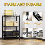 750 lbs 3 Tier Shelf Metal Storage Shelves Shelving Wire Rack Heavy Duty Closet Organizers for Garage Kitchen Bathroom Laundry Black 13.8" D x 23.6" W x 35.5" H