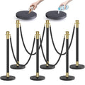 kaiyomi 6Pcs Stanchions with Black Velvet Ropes Set, 5 Feet Velvet Ropes and Posts Poles for Red Carpet Party Decoration and 360° Photo Booth (Golden & Black)