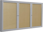 Ghent 48"x96" 3-Door Outdoor Enclosed Vinyl Bulletin Board, Shatter Resistant, with Lock, Satin Aluminum Frame - Caramel (PA34896VX-181), Made in the USA