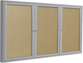 Ghent 48"x72" 3-Door Outdoor Enclosed Vinyl Bulletin Board, Shatter Resistant, with Lock, Satin Aluminum Frame - Caramel (PA34872VX-181), Made in the USA