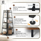 CAPHAUS Tall Corner Shelf Stand, 6-Tier Display Shelves, Ladder Corner Wood Storage Plant Bookshelf with Metal Frame, Versatile Shelving Unit Bookcase for Home Office Space, Black