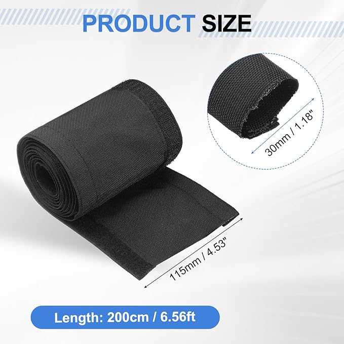 uxcell Hook and Loop Cable Management Sleeve, 6.6ft x 1.2 Inch Flexible Cable Wrap Covers Wire Hider, Cord Organizer and Cable Protector for Desk TV Computers, Black