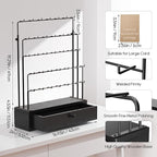 ORLESS 5-Tier Jewelry Display for Vendors, Earring Holder Organizer with Storage Drawer Box, Necklace Display Holder for Selling, Earring Cards Organizer for Bracelets, Rings, Black(35 Hooks)
