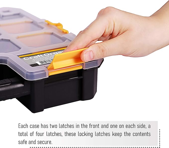 CANOPUS Craft Organizer, Set of 2 Interlocking Cases with Adjustable Compartments, Briefcase-Type Hardware & Parts Organizer, Toolbox Set for Bolts, Nails, Screws, and Other Small Parts