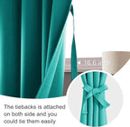JIUZHEN Blackout Curtains - Thermal InsulatedSoundproof Energy Saving Light Blocking Short Curtain for Living Room,Bedroom, Set of 2 Panels with Tiebacks, 42 x 45 inches Long,Peacock Blue