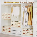 4 Pack Stackable Storage Drawers, Fabric Closet Organizers and Storage with Handles and Clear Window, Pull-Out Clothes Storage Bins with Drawer for Closet, Bedroom, Living Room, Under Bed, Beige