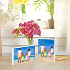 Meetu 5 Pack Acrylic Picture Frame 6x8,Clear Freestanding Double Sided 20mm Thickness Frameless Magnetic Photo Frames Desktop Display with Gift Box Package