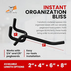 FactorDuty 100 Pack 2 inch Length Steel Black PEG Board Pegboard Shelving Hooks Wholesale Lot 20 lbs PEG Hooks Organizer Tools for Craft Storage, Garage, Kitchen, Tools and More