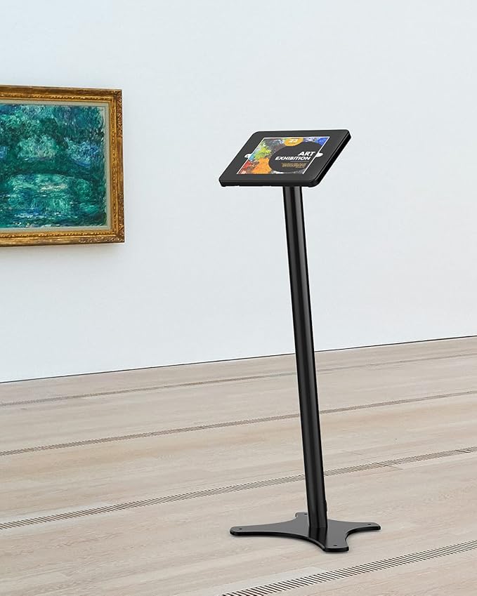 Tablet Floor Stand - 360 Swivel Compatible with 10.2" iPad 7 8 9 Gen, Anti-Theft, Key Lock, All Metal Floor Kiosk Stand