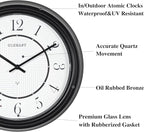 CLXEAST 14 Inch LED Illuminated Indoor Outdoor Atomic Analog Wall Clock Battery Operated, Glow in The Dark Wall Clock for Living Room, Home Office,Bathroom,Kitchen,Oil Rubbed Bronze Black Finish