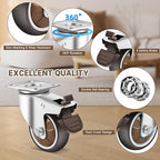 W B D WEIBIDA 3 Inch Heavy Duty Casters Wheels Set of 4, Dual Locking Rubber Casters with 1000 LBS, 360 Degree Ball Bearing Swivel Casters, No Noise TPR Rubber Wheels for Cabinets, Workbench