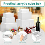 6Pcs Buffet Risers,Food Risers for Buffet Table Display Stand Shelf for Party Catering Dessert Jewelry Collectibles Acrylic Cube Boxes Display Nesting Risers (White-L(5,6,7,8,9,10))