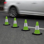 6 Pack 12" Inch Green PVC Traffic Cones with Heavy-Duty Base, High-Visibility All-Weather Safety Cones for Road Construction, Parking Lot, and Garage Use (6, Green, 12" Small)